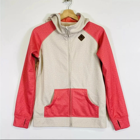 Burton Oat Soft Shell Fleece Lined Zip Front Hoodie Sweatshirt Girls Youth Small - Picture 1 of 15